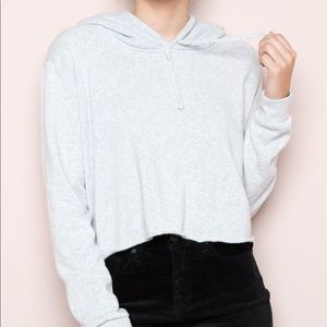 Soft light gray cropped brandy melville hoodie